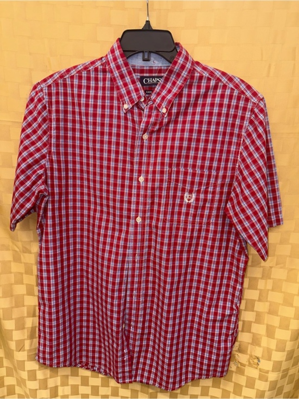 Chaps Red and Blue Plaid Short-Sleeve Button-Down Shirt